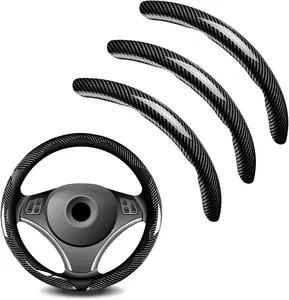 3pcs Universal Carbon Fiber Steering Wheel Cover - Anti-Slip & Segmented Design, Universal 99% Durable Steering Wheel Protector for Men and Women, Car Interior Accessory