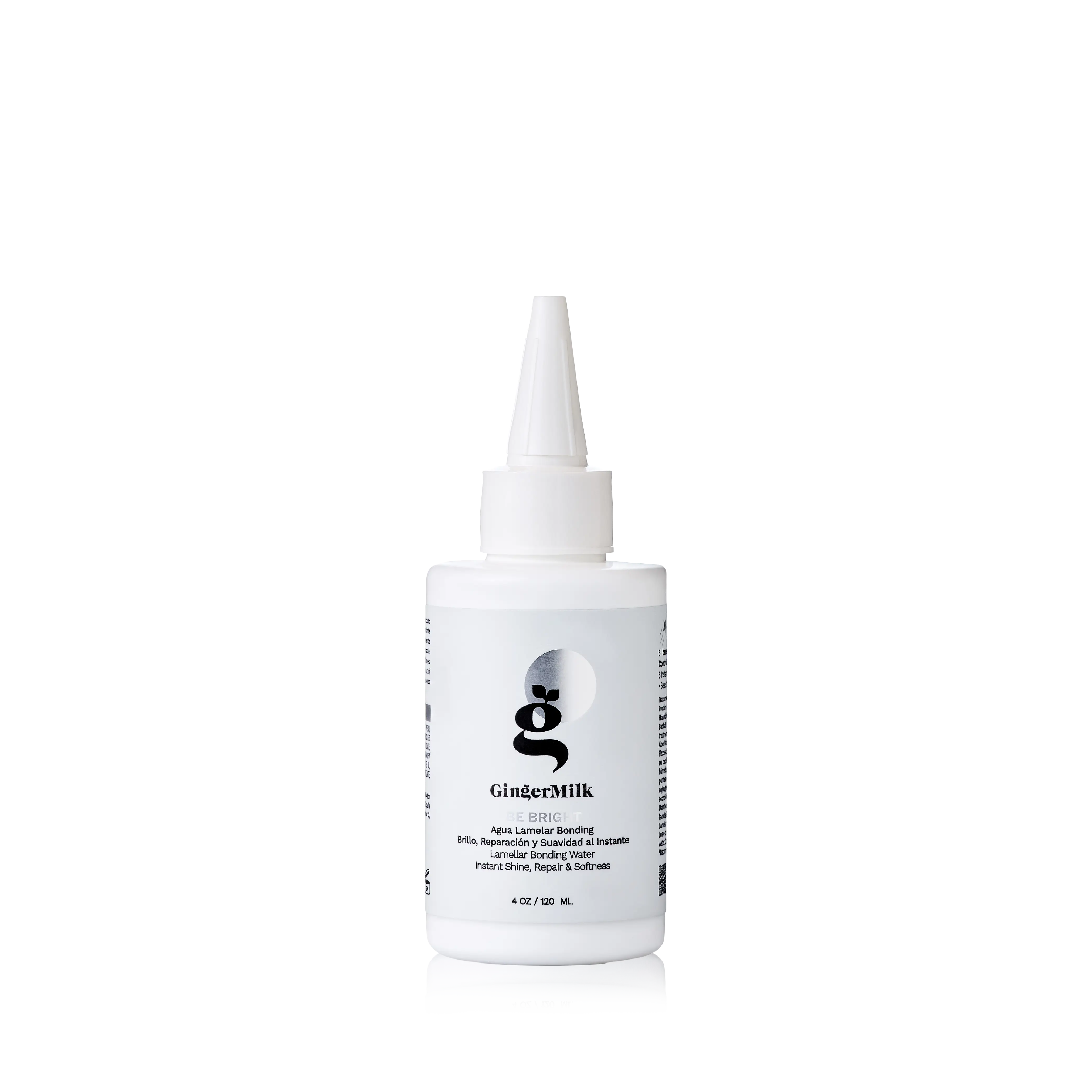 Lamellar Water Treatment, Be Bright | Instant Glass-Hair Shine & Bonding Care with Hyaluronic Acid, Ginger & Baobab for Dull, Dry & Frizzy Hair | 4 oz / 120 ml | Ginger Milk