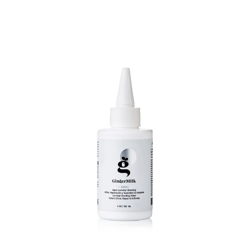 Lamellar Water Treatment, Be Bright | Instant Glass-Hair Shine & Bonding Care with Hyaluronic Acid, Ginger & Baobab for Dull, Dry & Frizzy Hair | 4 oz / 120 ml | Ginger Milk
