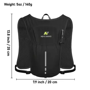1pc NEVO RHINO Hydration Vest, Lightweight Nylon Water Backpack with 50.72 oz Capacity, Hydrophobic Fabric, Breathable Holes, Reflective Tape, Adjustable Straps for Hiking, Marathon, Cross-Country Running