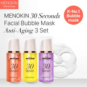 MENOKIN Korean Face Mask 3sets [30 seconds Quick Bubble Mask] (Collagen, Brightening, Repair), Hydration improvement, Radiance-boosting, Easy-to Use, Glass Skin, 3.21 fl.oz