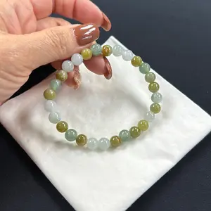 100% Natural Jadeite Bean Bracelets Type A (Emerald) - 28 Beans x 7.1mm