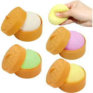 4 Pack Dumpling Toys Squishy Colorful Squeeze Toys with Steamer Basket, Squeeze Dumpling Stress Relief Sensory Toys for Kids Adults, Anxiety Relief, Party Favors, Birthday Gifts