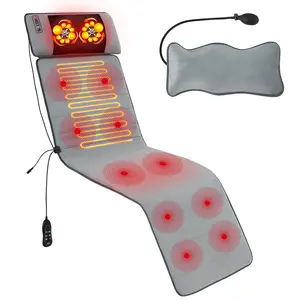 Heated Full Body Massage Pad - 10 Motor Vibration Mat with 8 Modes & Heating Pads, 30min Auto Shut-Off for Neck/Back/Leg Pain Relief