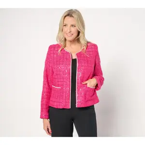 Isaac Mizrahi Live! Always Isaac Plaid Sequin Tweed Jacket