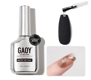 GAOY Matte Gel Top Coat, 16ml Powder-Resist Matte Finish for Detail Chrome Powder Painting Long Lasting UV Gel Nail Art DIY