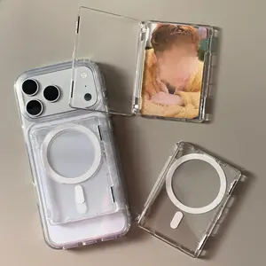 Transparent Magnetic Flip Card Holder Fits Credit Card, ID,  K-pop Photocard,Pokémon Clear phonecase  with photocard holder transparent