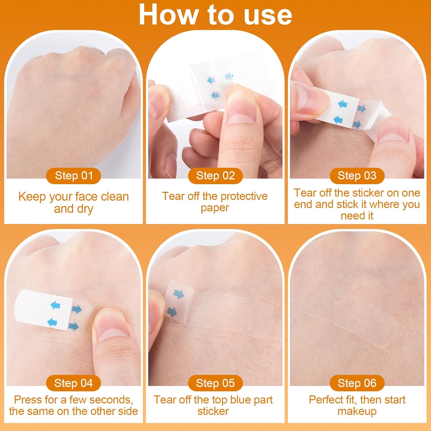 132PCS Invisible Face Improving Tapes, Quick Face Improving Tape for Makeup, Waterproof Facial Stickers, Breathable Skin Neck Tapes for Wrinkles, Double Chin, Sagging Skin