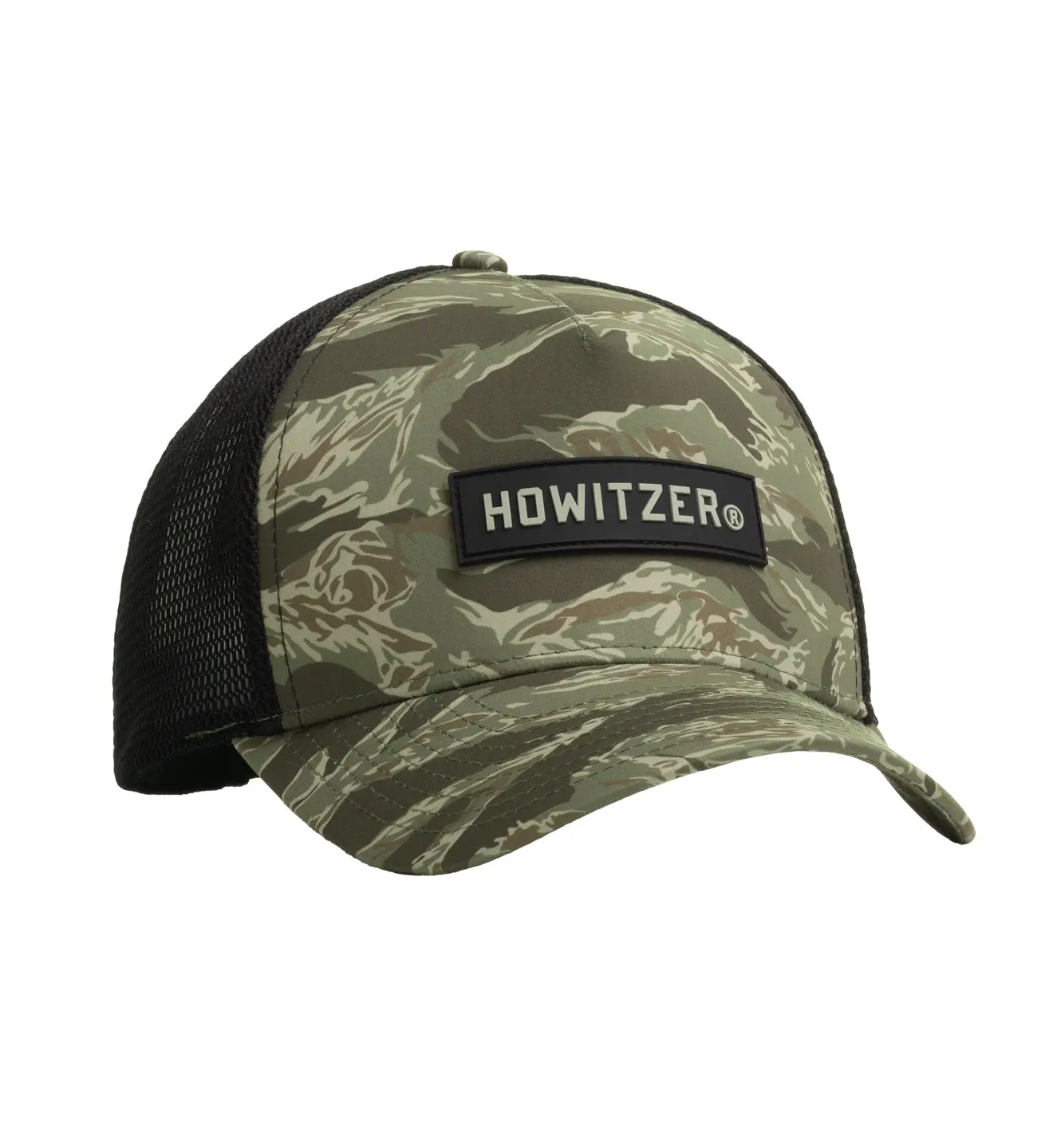 Howitzer Men's Casual Tiger Camo Print Animal Graphic Trucker Hat - 100% Polyester, Breathable Mesh Panel, Lightweight, Adjustable Snapback, Hand Wash Only, Moisture-Wicking Athletic Hat, Animal Graphic Hats