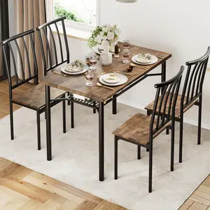 GARVEE Rustic Gray 3-Piece Wood Dining Table Set for 2 with Upholstered Chairs and Corner Protectors, Ideal for Small Spaces, Kitchens, and Apartments