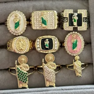 Gold Plated San Judas Ring Adjustable for Men & Women with Durable Metal Coating, Available in Various Colors perfect gift