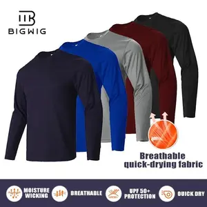 Men's 5 piece sports shirt set, solid color round neck long sleeved T-shirt, quick drying moisture absorbing and sunscreen fitness top, suitable for daily leisure, fitness training, and outdoor activities fitness clothing