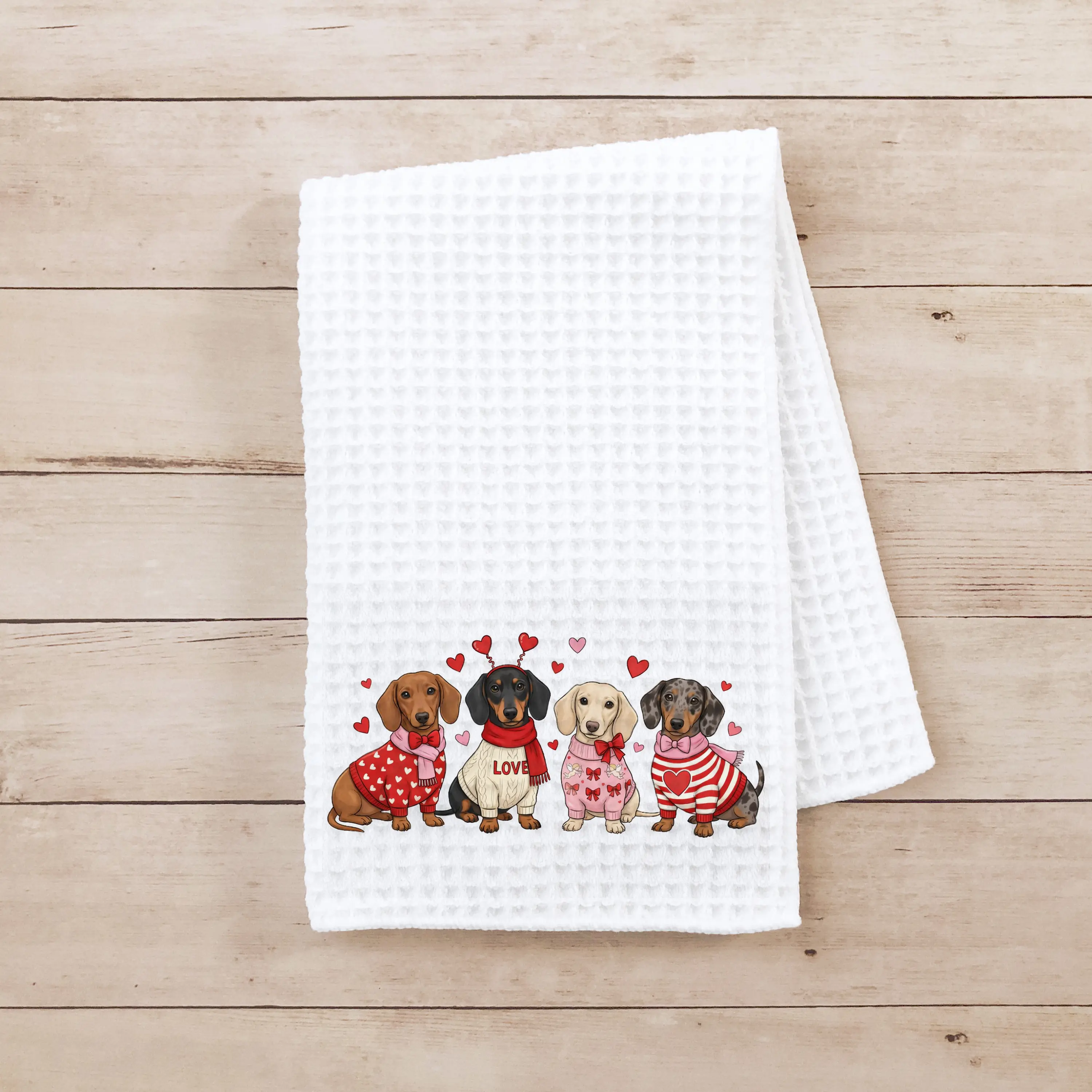 Valentine's Day Dachshund Funny Kitchen Towel