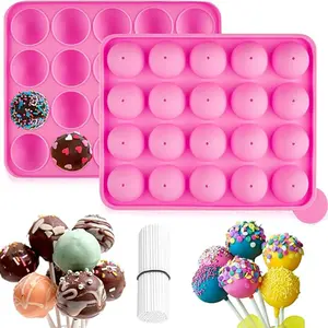 20 Ball Lollipop Cake Silicone Mold with Paper Stick Cake Pop Chocolate Baking Mold Set