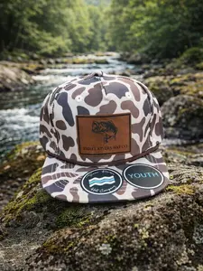 Youth Bass Fishing Camo Snapback Hat Kids Rope Trucker Cap Outdoor Angler Hat for Boys Girls Fishing Gift