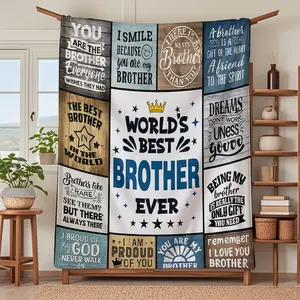 World's Best Brother Blanket, Throw Blanket, Soft Knitted Fabric Multi-Size Warm Blanket, Home Decor, Comfortable Fashion Design, All Seasons Use, Holiday Gift, Heartfelt Gift Blanket