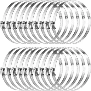 20 count 6 inch Hose Clamp, Stainless Steel Hose Clamp Worm Gear Clamps Adjustable 6 in-7 in Range, Duct Clamp Pipe Clamp  Line Clamp for Water Pipe, Hose Clips