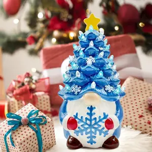 A Cute, Exquisite, Creative and Popular Blue Snowflake Dwarf Lamp, Christmas Tree, Christmas Gift, Study, Living Room, Bedroom, Table Decoration, Resin Decoration, Resin Ornament