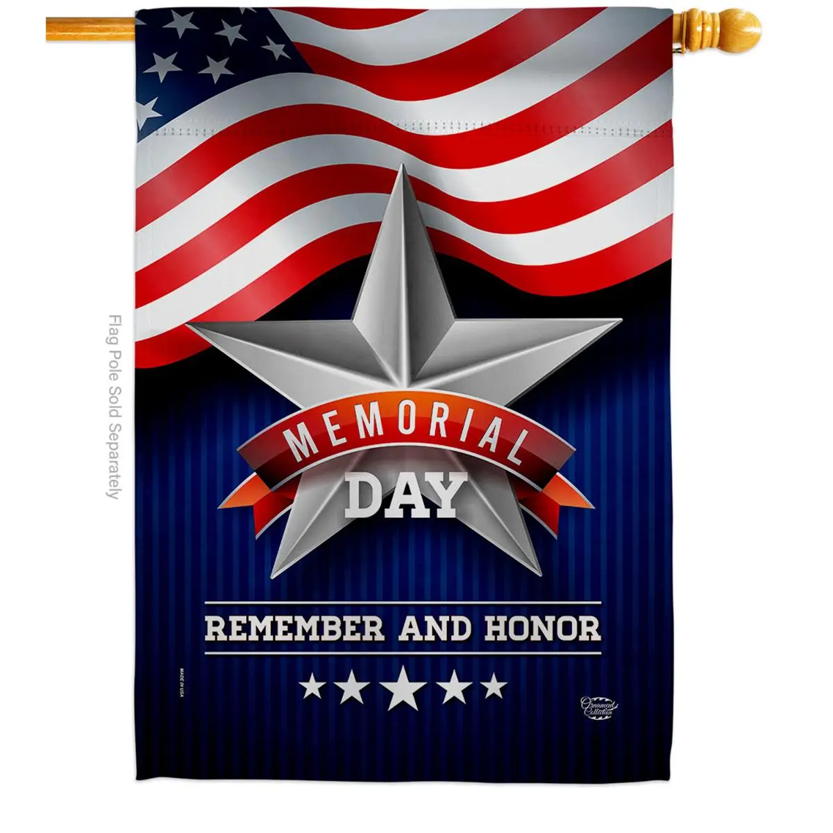 Ornament Collection  28 x 40 in. Memorial Day Star American Vertical House Flag with Double-Sided Decorative Banner Garden Yard Gift, Outdoor