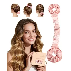 BONNET QUEEN Multi-function Satin Heatless Hair Curler & Hair Tie Non-Heating Hair Roller Curling Rod with Scrunchie, Large, champagne(For Big Curls), Hair Curling Rods outdoorfun,summervibes