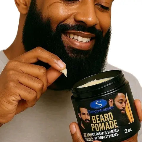 Beard Growth Pomade 4 oz US Made Natural Ingredients for Healthy Groomed Beards with Argan Avocado Coconut & Peppermint Blend Relieves Itch Alleviates Flakiness Softens Conditions Promotes Growth