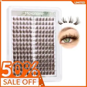 Mavphnee Brown Eyelashes Clusters Natural Lash Extensions Wispy Cluster Eyelash Extensions Dark Brown Lash Clusters CC Curl Individual Lashes 168 Pcs 10-16MM Mixed Lash Pack