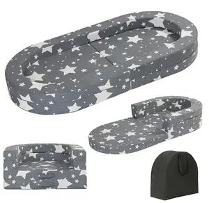 Winzoo Soft Foam Floor Bed Lounger with Washable Cover,Travel Toddler Bed,3-in-1 Portable Foldable Chair,Kids Travel Bed for Toddlers 1-3,Star