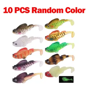 10pcs Dark Sleeper Fishing Lure 6.5cm 9cm Goby Lure Jig Worm Wobbler Silicone Soft Bait Hook for Pike Bass Shad Swimbait Pesca