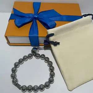 New designer high-end luxury unisex round bead bracelet, fashionable casual jewelry, made of steel or titanium (includes an elegant gift packaging box).