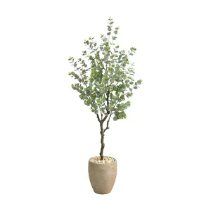 Nearly Natural 5' Eucalyptus Faux Tree in Sandstone Planter