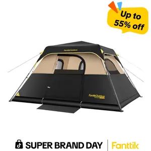【FathersDayGift】Fanttik Zeta C4/C6 Pro Instant Cabin Tent - 4/6-Person Portable Outdoor Camping Tent with Removable Canopy, Waterproof Fabric, Windproof High-Quality Materials, Quick Setup, Mesh Windows, Roomy Space Summervibes, Tents For Camping
