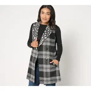 Susan Graver Regular Printed Double Breasted Vest with Tie