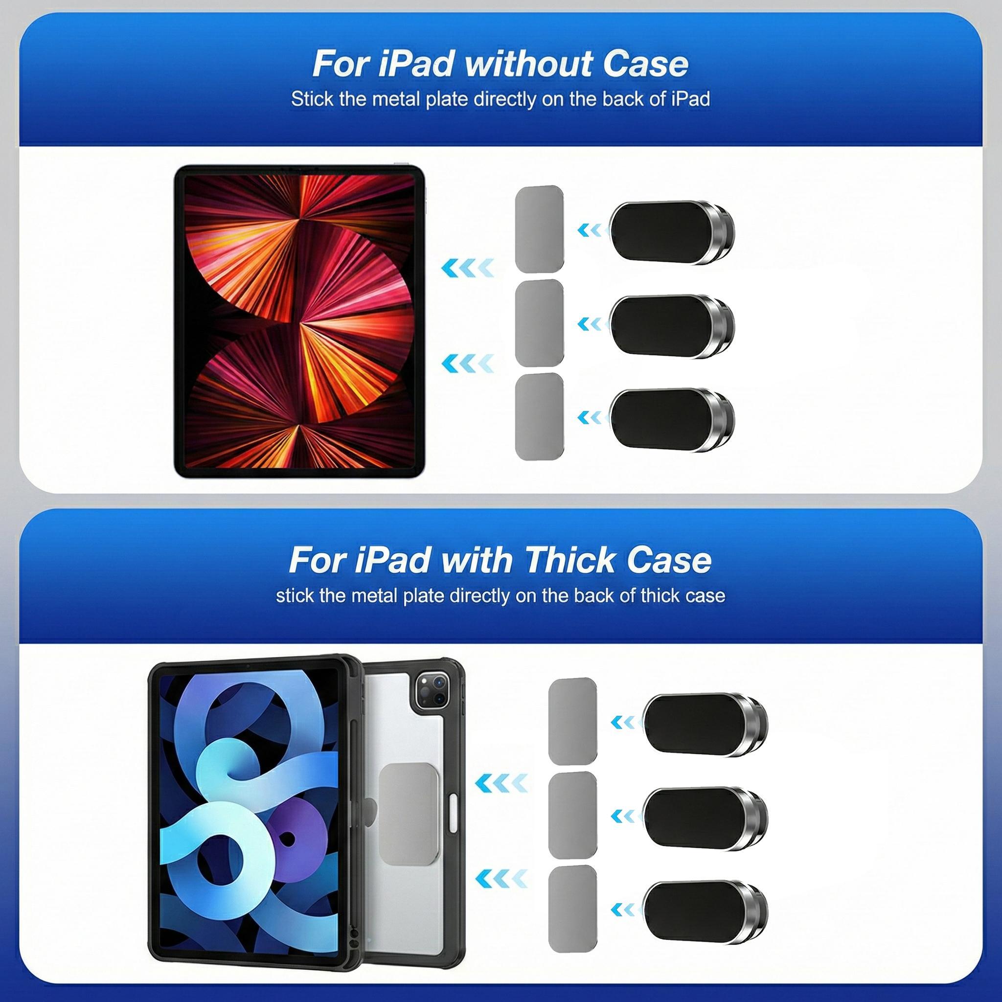Magnetic holder setup for tablets with or without a protective case