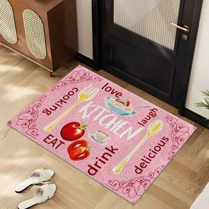 1/2/3PCS Pink Kitchen Rug ,Cooking&Eating "Kitchen" Home Decor,Pineapple Texture Design Washable Non-Slip Floor Mat,Foldable Durable Kitchen Runner Rugs 16"x24"+20"×32"+20"×47"