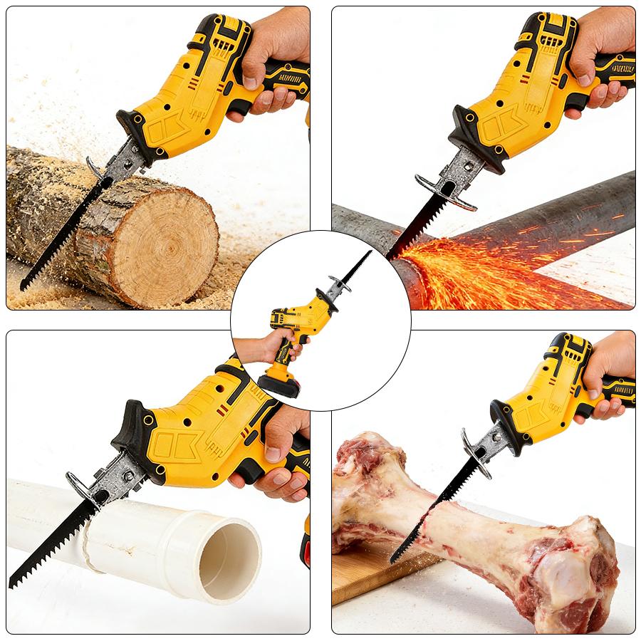 Cordless Reciprocating Saw with 2 Batteries & Charger, 4 Blades -  Ergonomic Grip, Lightweight , Self-Locking Chuck for Wood/  PVC Cutting -Outdoor Garden DIY Tool, Modern Tool Design Home decoration