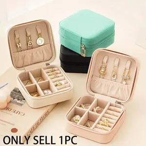 Portable Travel Jewelry Box Organizer, Mini Faux Leather Ring Earring Necklace Storage Case, Multi Compartment Design, Compact Design Easy to Carry, Jewelry Storage Unit