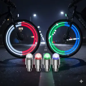 2-Pack LED Tire Valve Caps, Waterproof Blinking Wheel Lights for Bicycle Motorcycle Car, Colorful Spoke Rim Safety Accessories, Easy Installation Night Riding Driving Modification