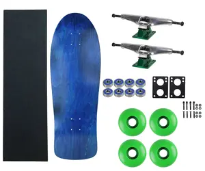 Moose Old School 30" Stained Blue, Hollow Silver/Green Trucks, 58mm Green Wheels