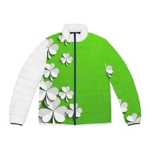 Custom Men's Clover Puffer Jacket (AOP)