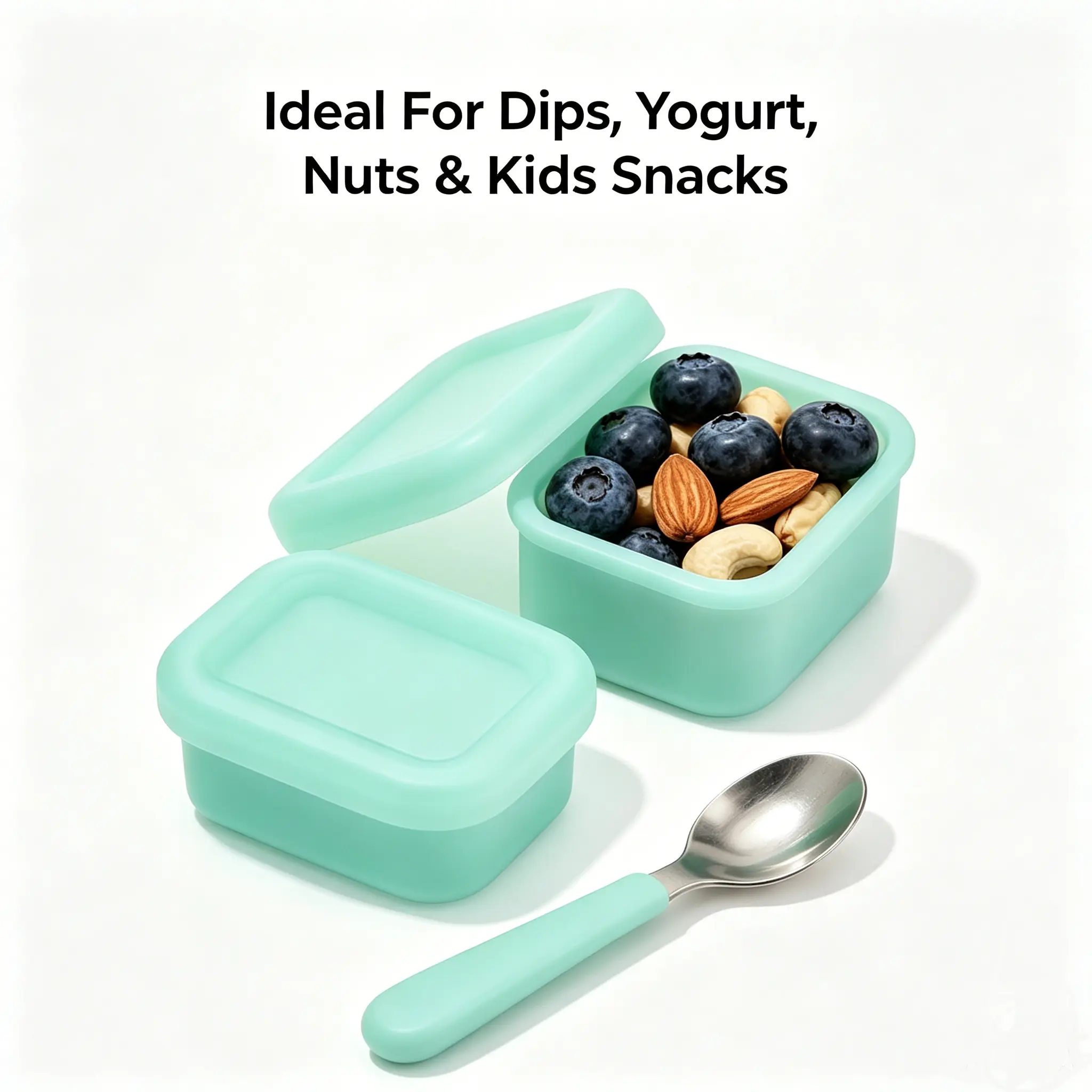 MRSDRY 2-Pack Leakproof Mini Silicone Food Storage Containers - Kitchen Preserving Utensils for Office Lunch, Kids School Bento (Stores Dips, Nuts, Vitamins)