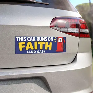 Cute Faith Magnet for Car or Any Magnetic Surface – “This Car Runs on Faith (and Gas)