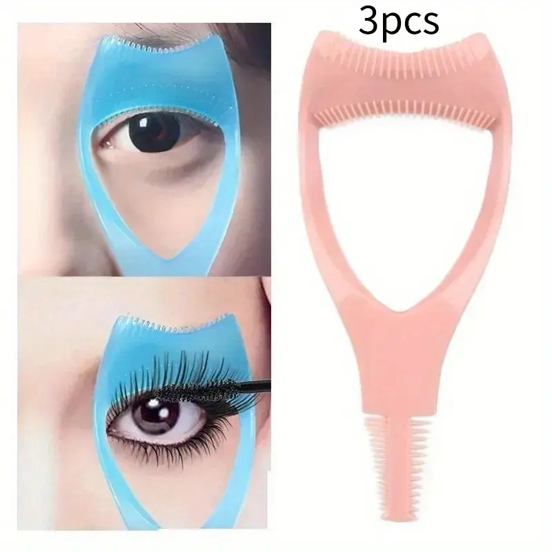 3pcs Plastic Portable Mascara Shield Applicator Eyelash Guide Aids Eye Lash Comb Eyelash Curler Lash Separator Tool Women Girls Eyes Makeup Tools