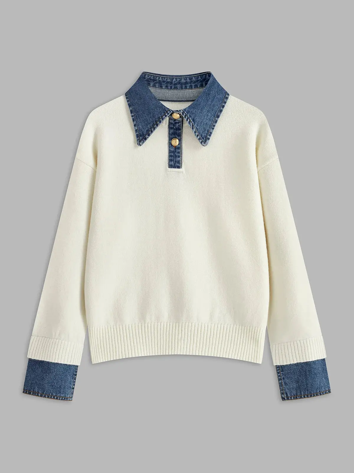 Cozy Hour Denim Knit Sweater