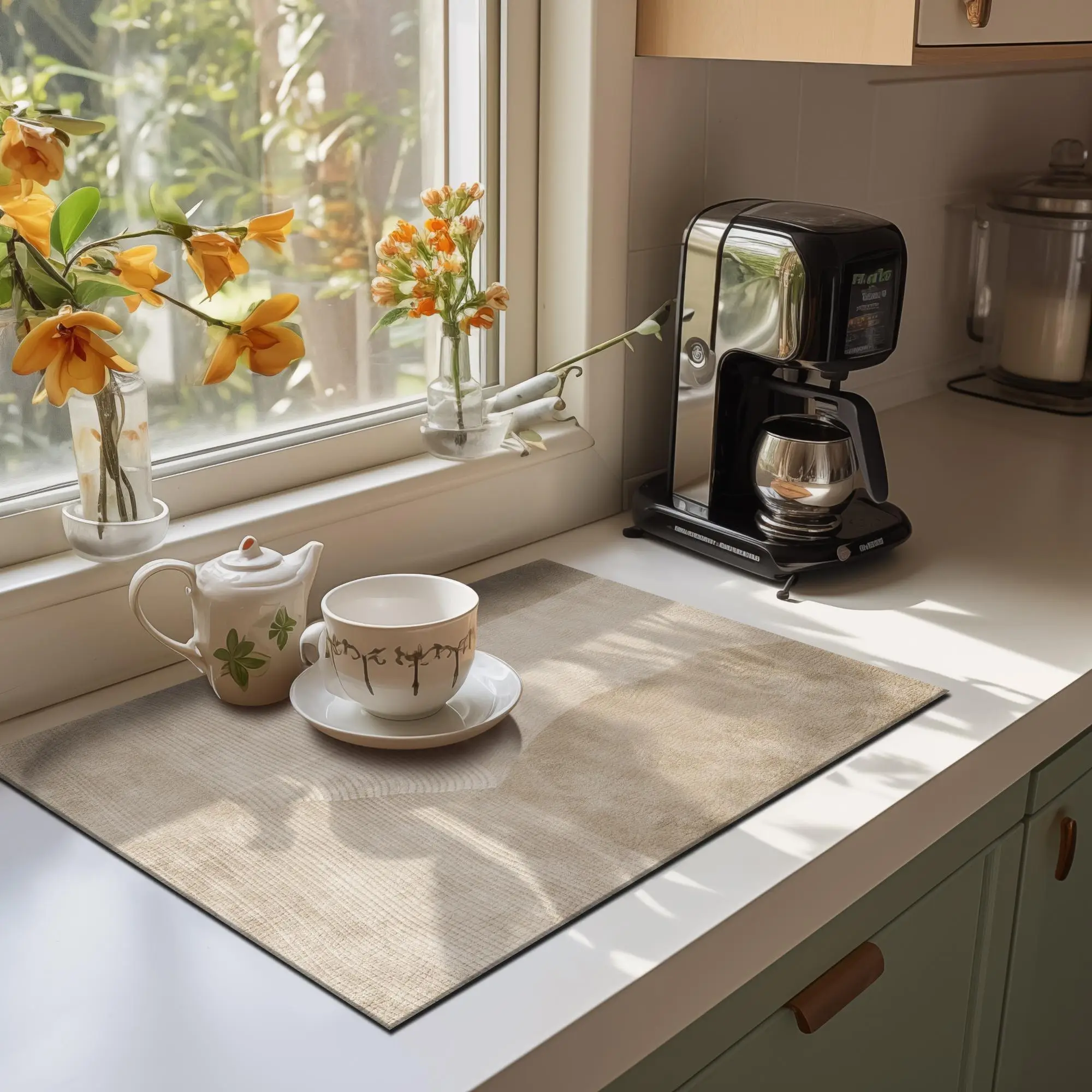 Modern Abstract Draining Mat, 1 Count Coffee Machine Drying Mat, Non-slip Coaster, Kitchen Table Countertop Mat for Home