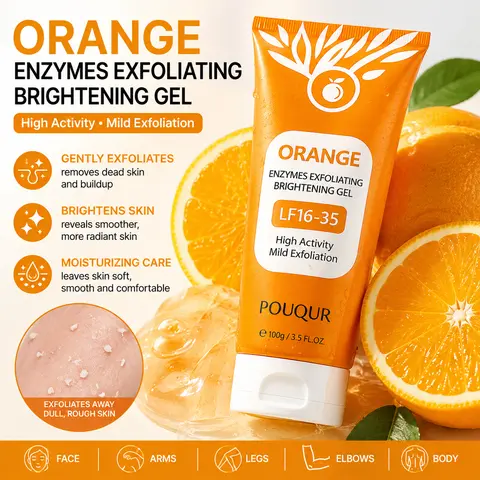 Orange Exfoliating Gel, Face & Body Cleanser, Gentle Skin Exfoliator, Black Friday Halloween Christmas Holiday Gift