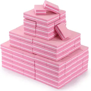 Nail Buffers 200 Pcs Mini Nail Buffer for Natural Nails 100/180 Grit Buffers for Nails Polishing(Pink)