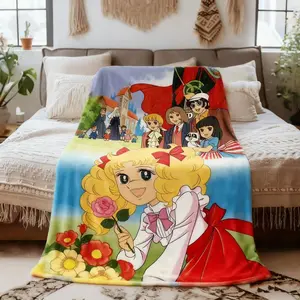 Candy Girl Anime Blanket Flannel Soft All-Season Throw with Vibrant Character Design, Perfect for Bed, Office, Travel & Gifts, Home & Travel Gift BlanketAnime Character BlanketPlush Texture Blanket, 2025 New Flannel cartoon style