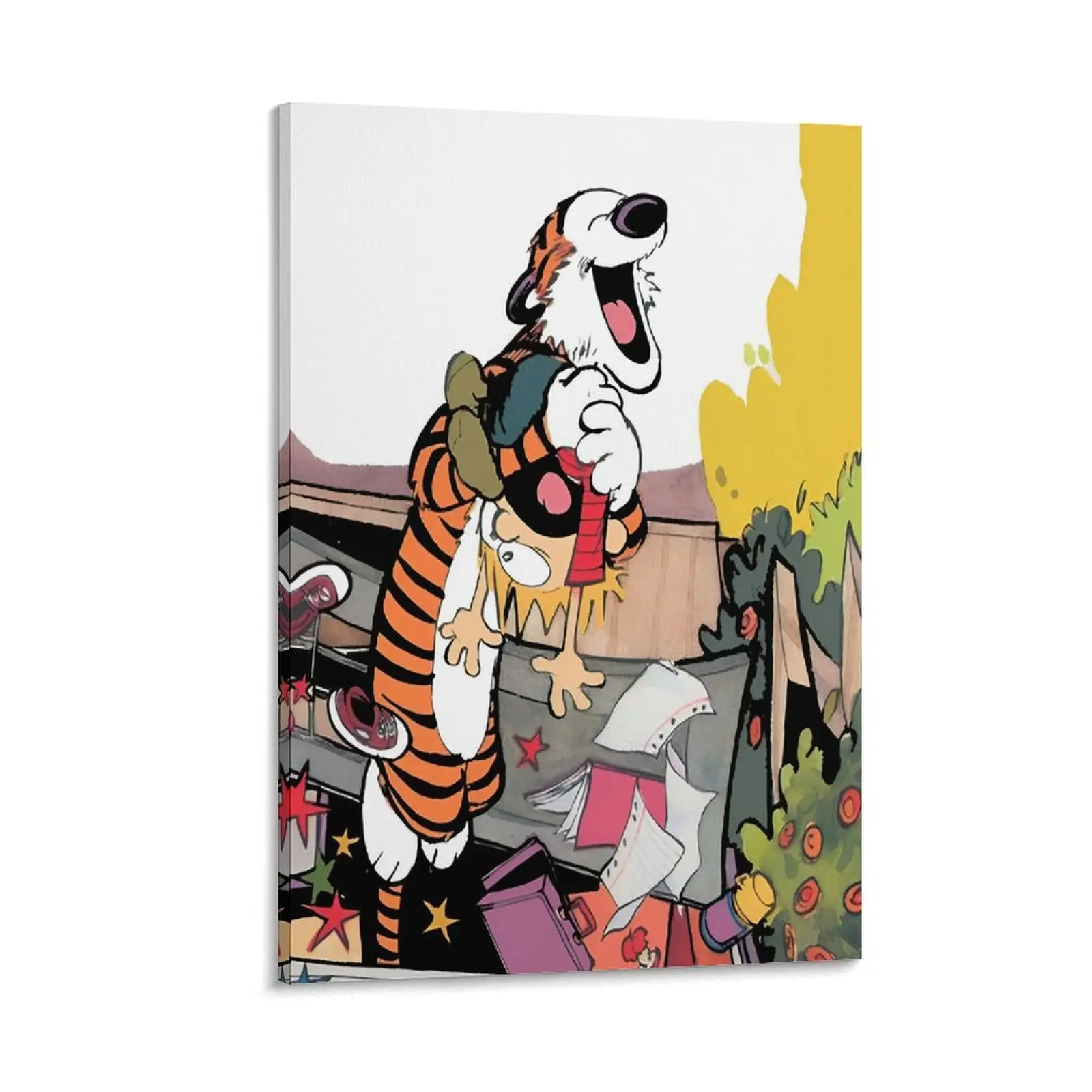 Funny Cartoon Poster Calvin Hobbes Modern Canvas Wall Art - Minimalist Aesthetic Dancing Joy Print for Kids Room & Living Room Decor Canvas Poster Bedroom Decor Sports Landscape Office Room Decor Gift Frames Ornaments Artistic Decoration