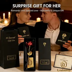 High-End Gold Foil Rose Gift Set, Includes Flowers, Card, Box, Bag, Ideal for Weddings, Birthdays, Parties, Valentine's Day Gift