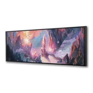 Pictorem C1FC1648PJJ9G7 16 x 48 in. Beaming Signal - Purple Framed Canvas Wall Art for Home Decor